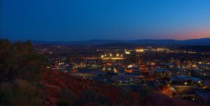 city of st. george, UT at night