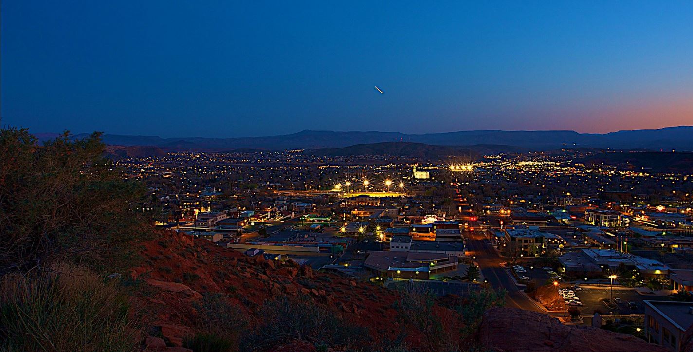 city of st. george, UT at night