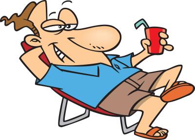 man relaxing outside drink in hand