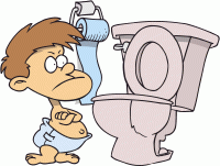 drawing of a child by a toilet